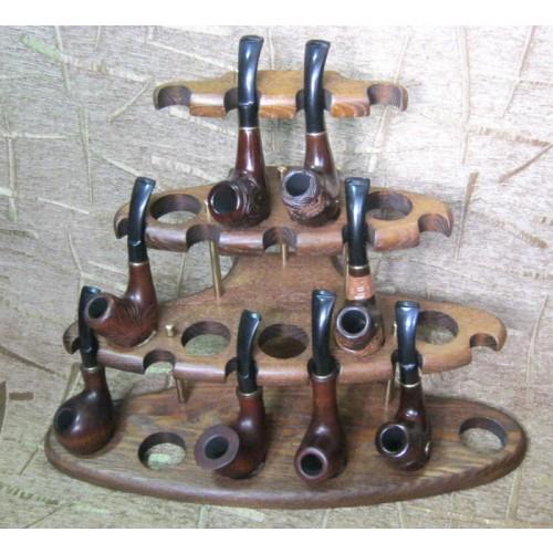 Wooden Tobacco Pipe Stand Rack Hold Display For 15 Smoking Pipes Holder