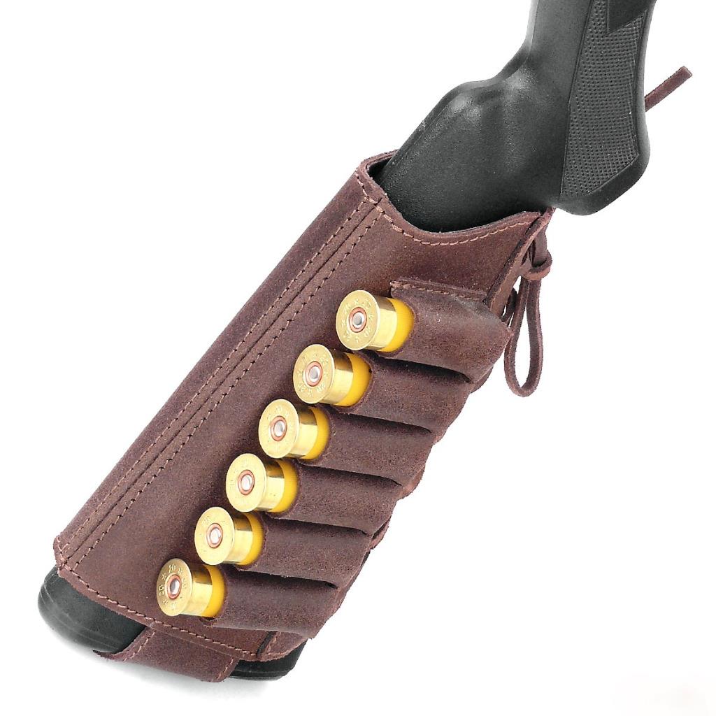 Retro Hunting Shotgun Shell Holder 6 Shell Cartridge Ammo Brown Leather