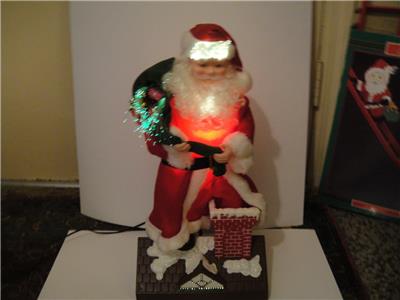 Vintage Animated Fiber Optic Santa Claus One Foot Stuck In The
