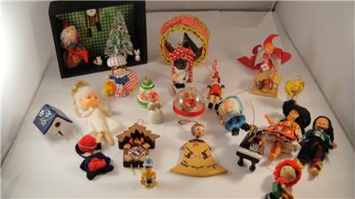 Vintage Mixed Lot Christmas Ornaments Decorations 60 S 70 S Wooden