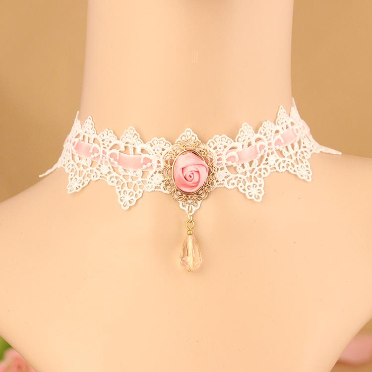 White Lace Choker Bridal Gothic Pearl Pendant Necklace ... (750 x 750 Pixel)
