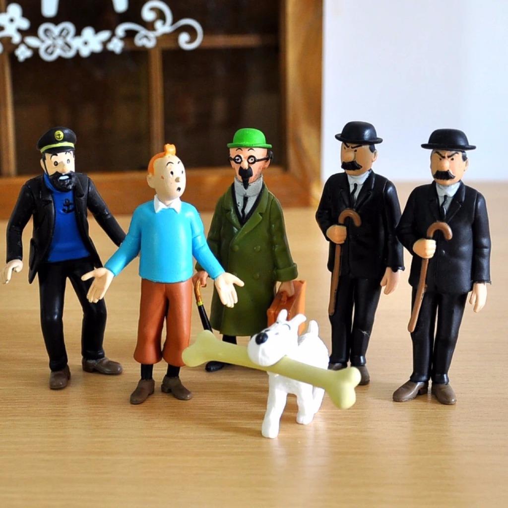 FIGURINES 6 pcs//lot Les Aventures de Tintin Milou Pr tournesol de Collection