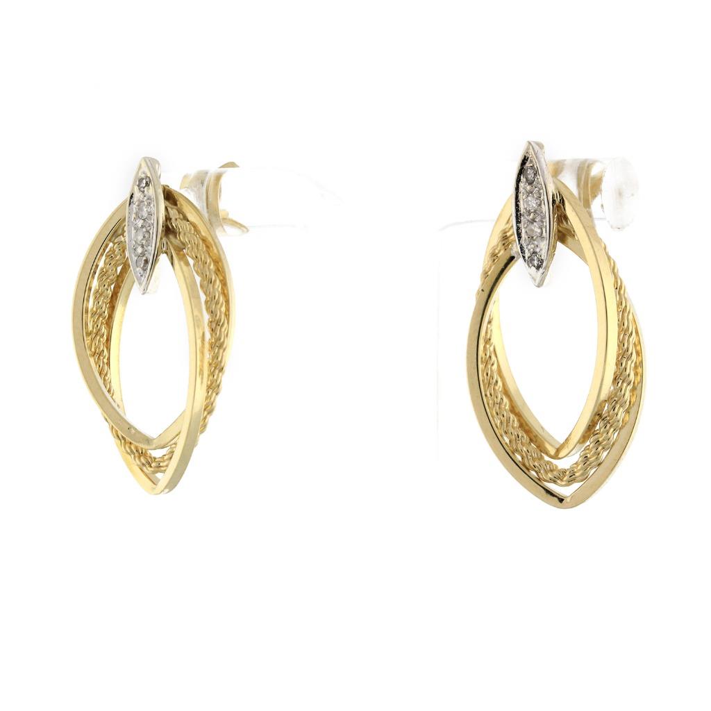Estate 3-Strand Diamond Earrings 14K Two-Tone Gold 0.20 CTW Twisted ...