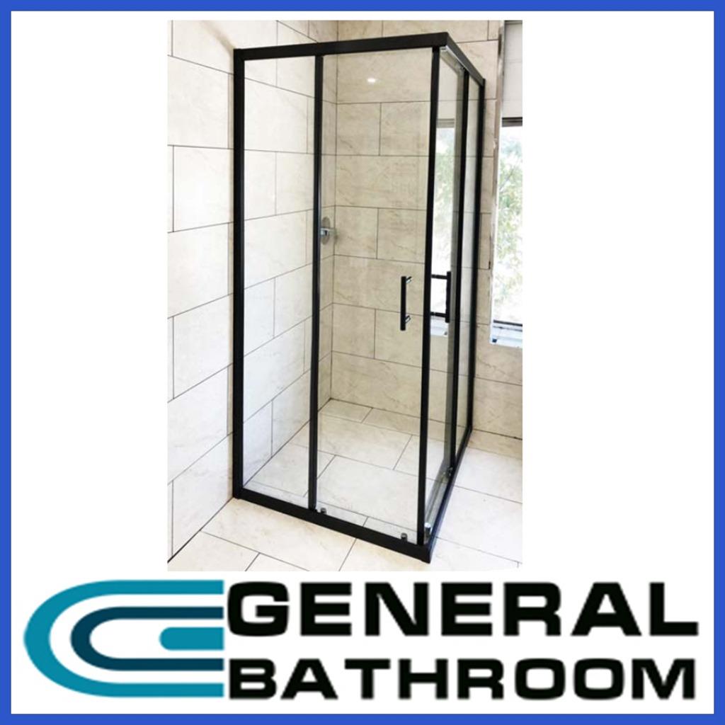Black Corner Double Sliding Door Shower Screen 900 X 900mm Double Sliding Door Shower Screen