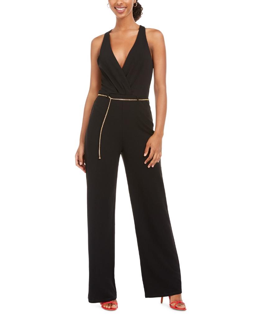 $59 NWT As U Wish Women's Black Juniors' Jumpsuit With Chain