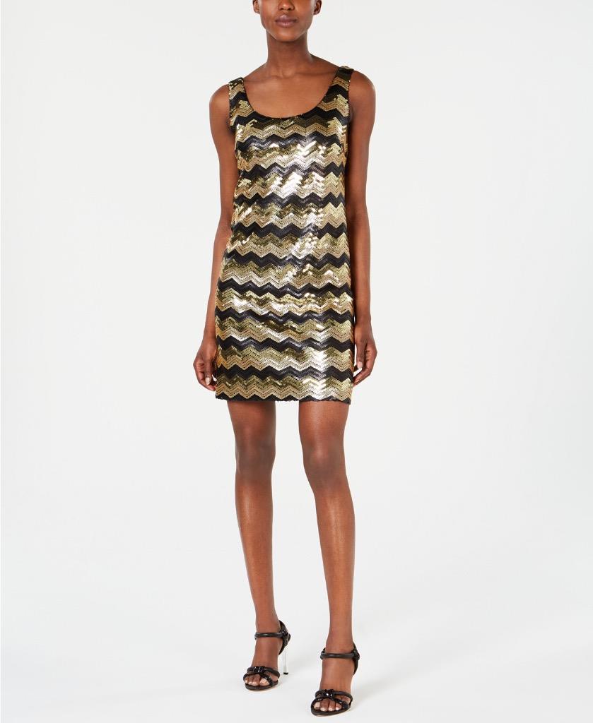 calvin klein black sequin gown