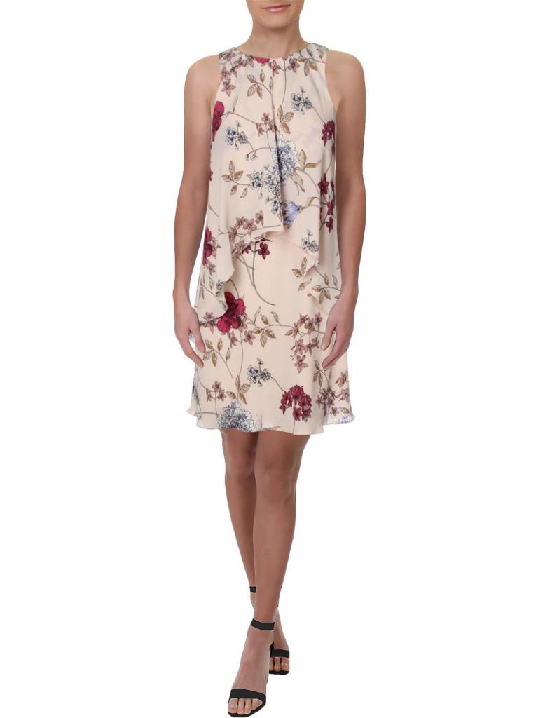 $145 Lauren Ralph Lauren Women's Rose Pink Floral Crepe Cocktail Dress 2 toc30