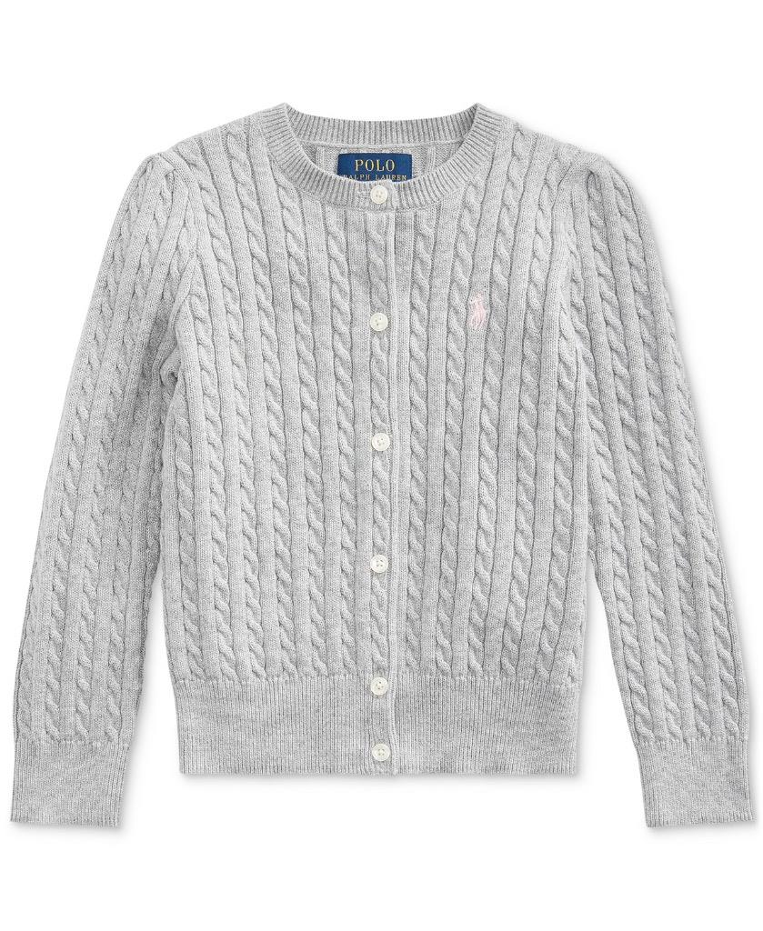 NWT Polo Ralph Lauren Little Girls Grey Combed Cotton Cardigan Small (7) tno19 - Picture 1 of 1