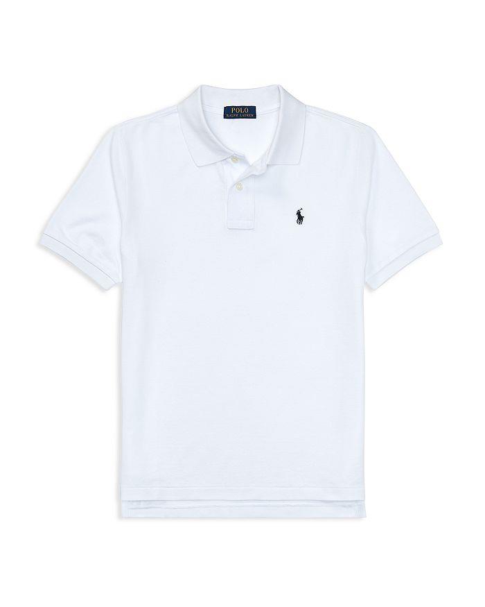 Polo Ralph Lauren Boys' White Solid Mesh Polo Shirt Medium 6