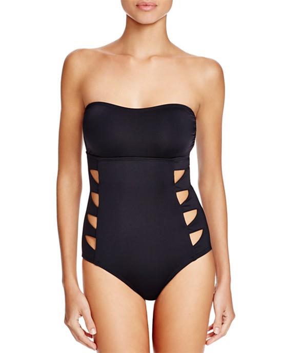 NWT NEW Carmen Marc Valvo Black Bandeau One Piece Swimsuit 4