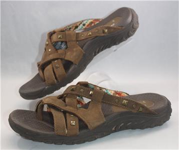 Skechers Womens Outdoor Lifestyle Brown Leather Flip Flop Sport Sandal ...