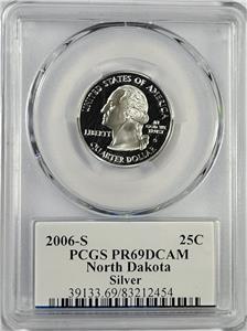 2006-S Silver Washington Quarter - North Dakota - PCGS PR69DCAM