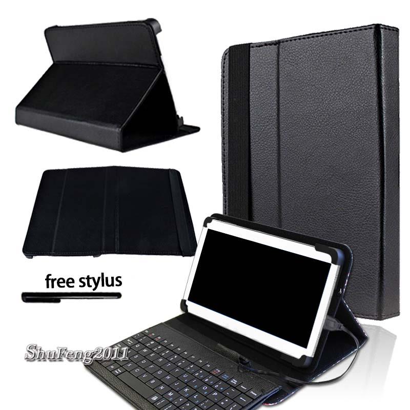 For Various Tablets Universal Folio Leather Stand Cover Case With Keyboard
