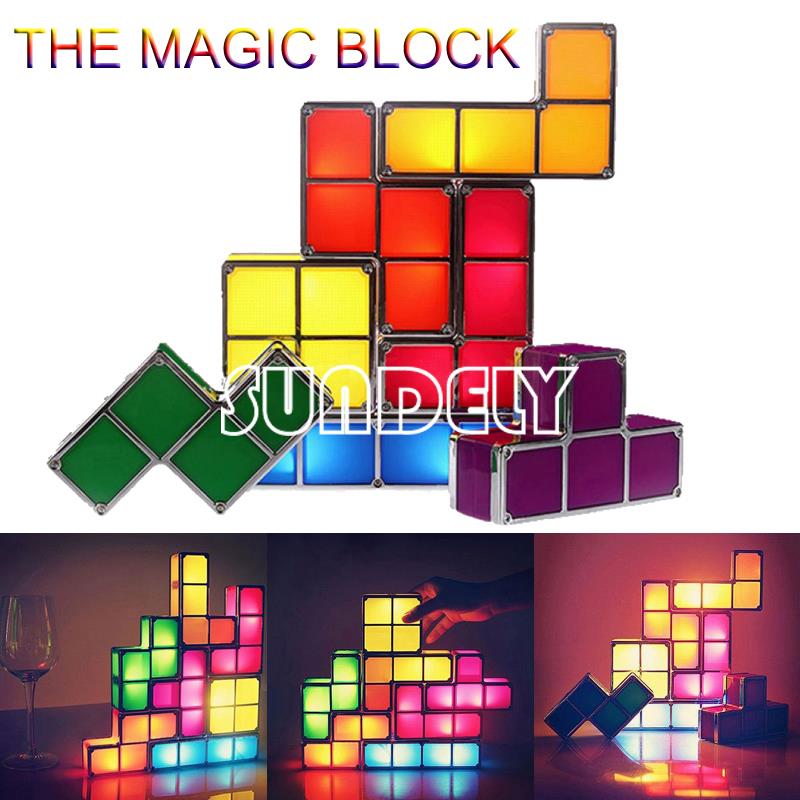 Diy Tetris Stackable Led Desk Night Light Lamp Children Kids Child