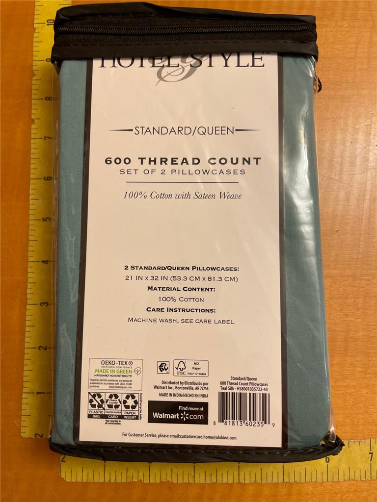 New Set of 2 Hotel Style Standard/Queen 600 Thread Count 100% Cotton Pillowcases