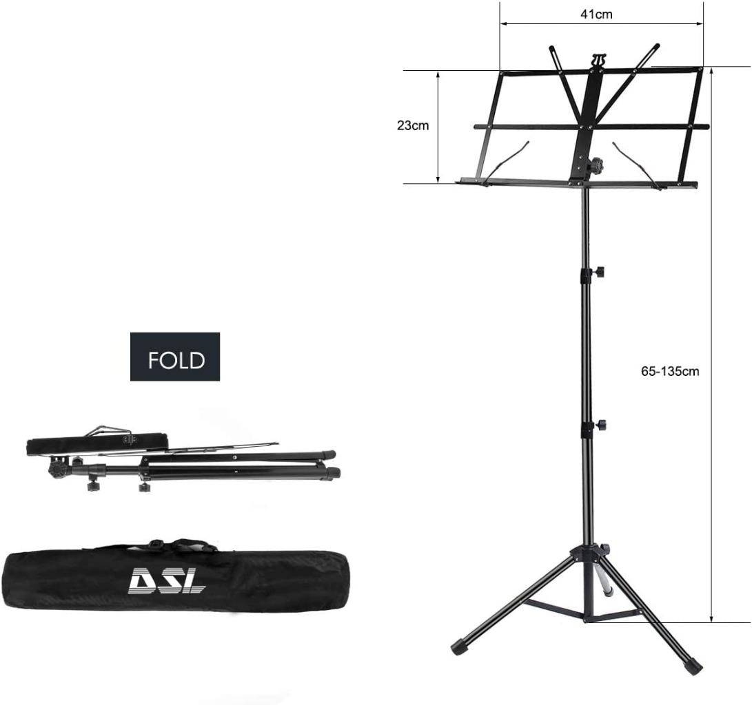 DSL Sheet Music Book Stand +Carrying Bag Portable Folding Metal Stand