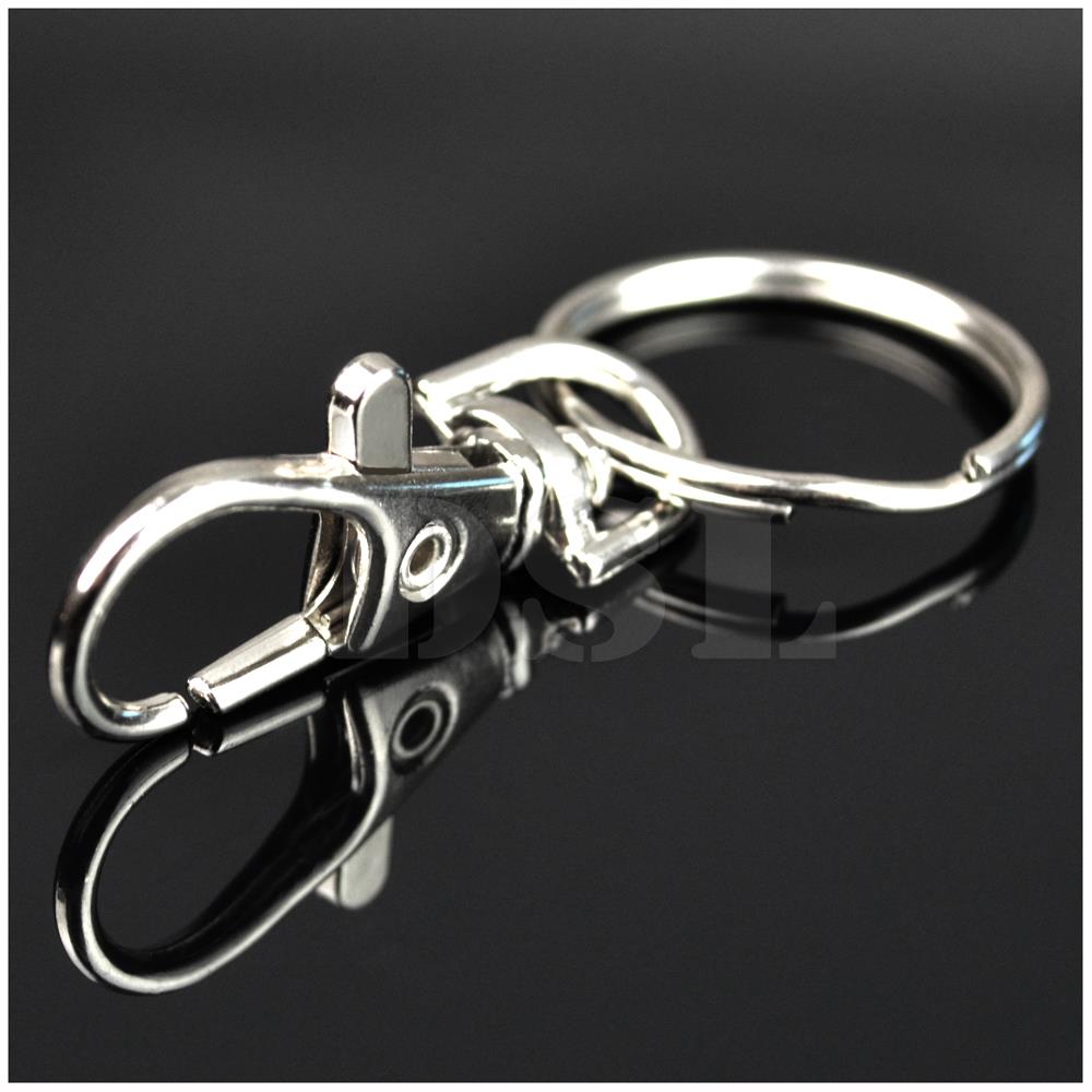 Key Ring Making Supply 10 sets 38mm Silver Coloured Lobster Clasp Key Fob Hardware Trigger Swivel Clasps