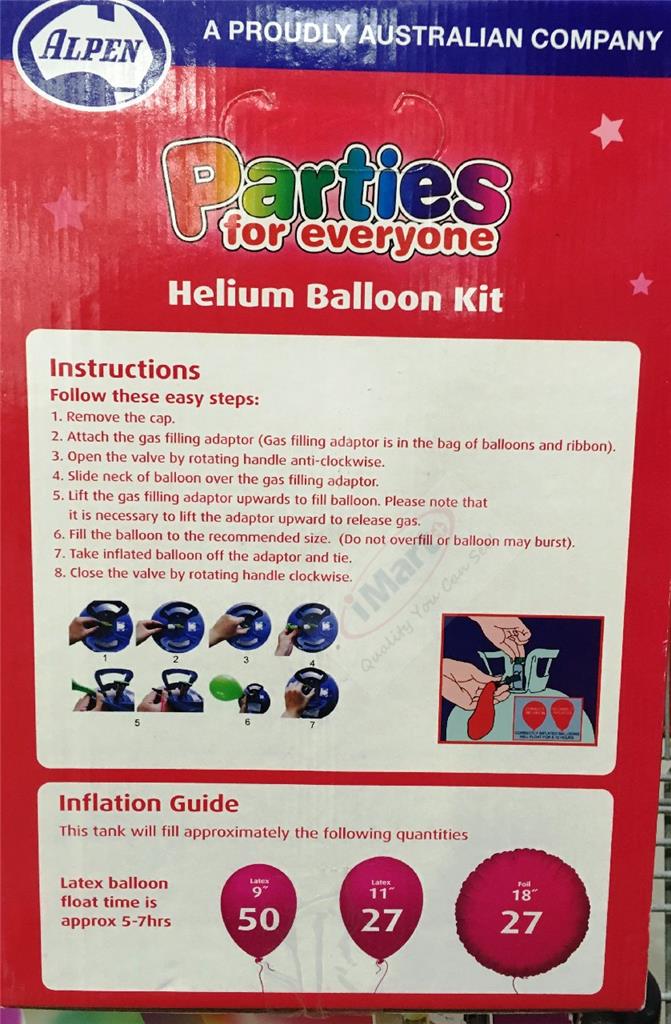 ALPEN Helium Balloon Kit 50 Balloons With Helium Tank and 70M RIBBON
