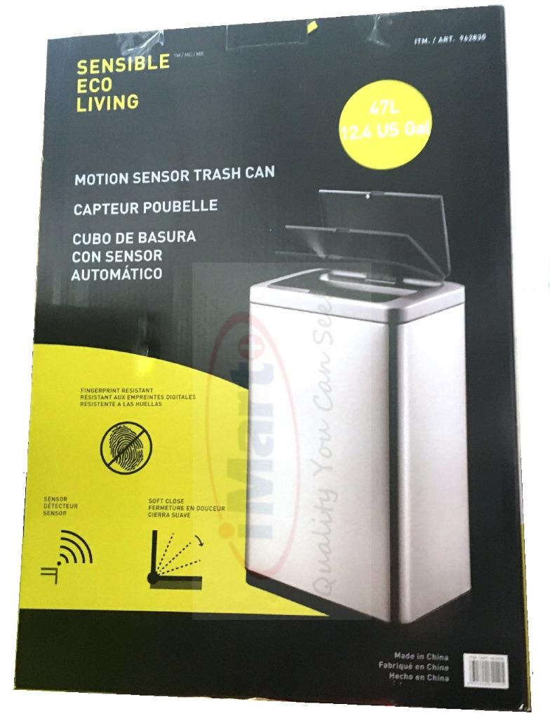 EKO Stainless Steel 47L Bin Rubbish Wastebasket Motion Sensor Trash Can