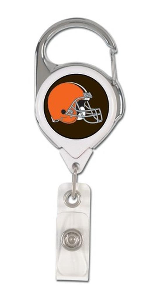 cleveland browns retractable metal badge holder new