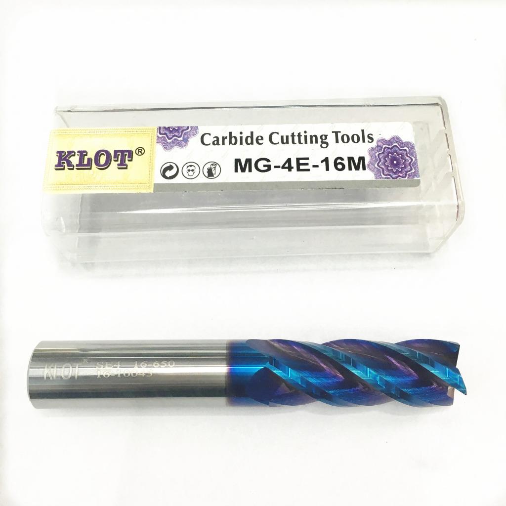 KLOT HRC50 ALTiN Coated Black Oxide Solid Carbide End Mill 6.5mm-9mm 4-Flute CNC