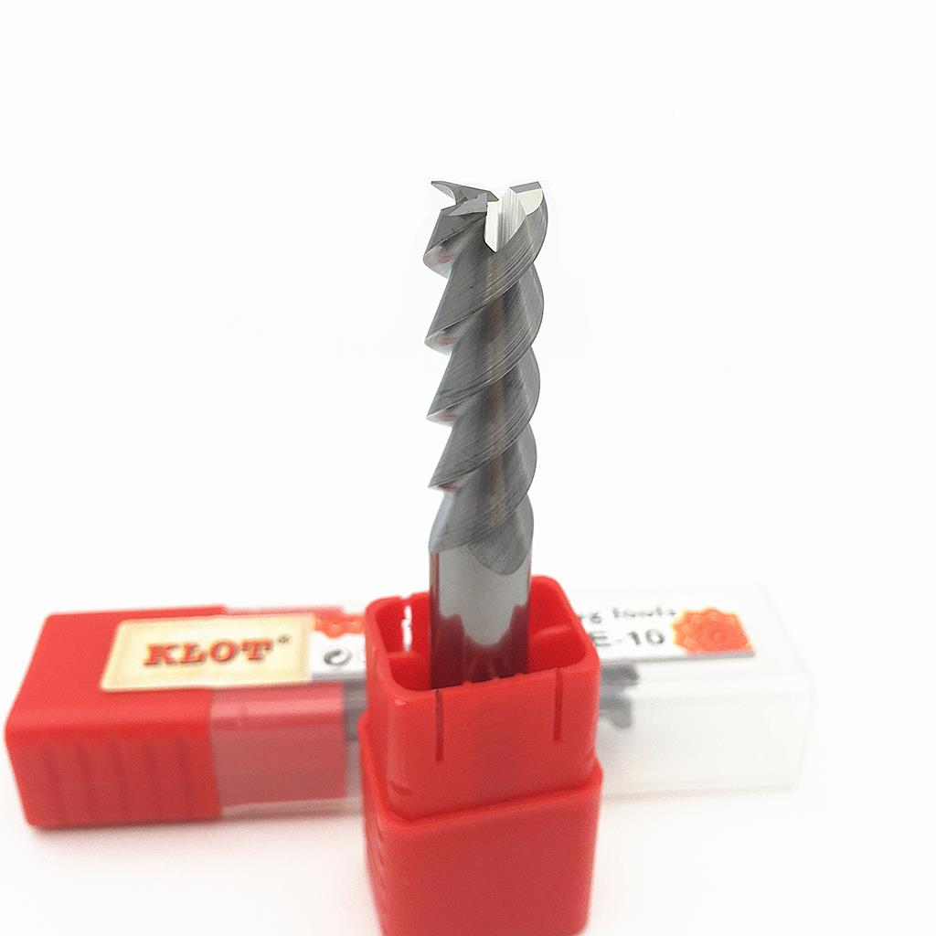 KLOT HRC55 Solid Carbide End Mill High Performance for Aluminum 8mm-20mm 3-Flute