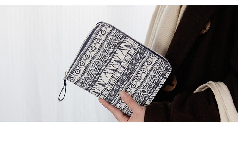 Kinbor A6 Notebook Vintage Canvas Cover Zipper Bag Wallet