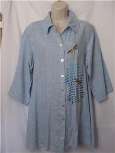 Odile Wearable Art Hand Painted Soft Woven Airy Linen Top Dragon