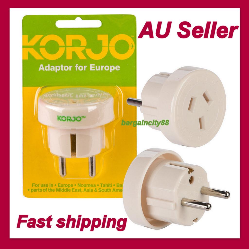 KORJO Power Plug Adapter AU&NZ to EU Bali /Thailand/Asia/Middle East