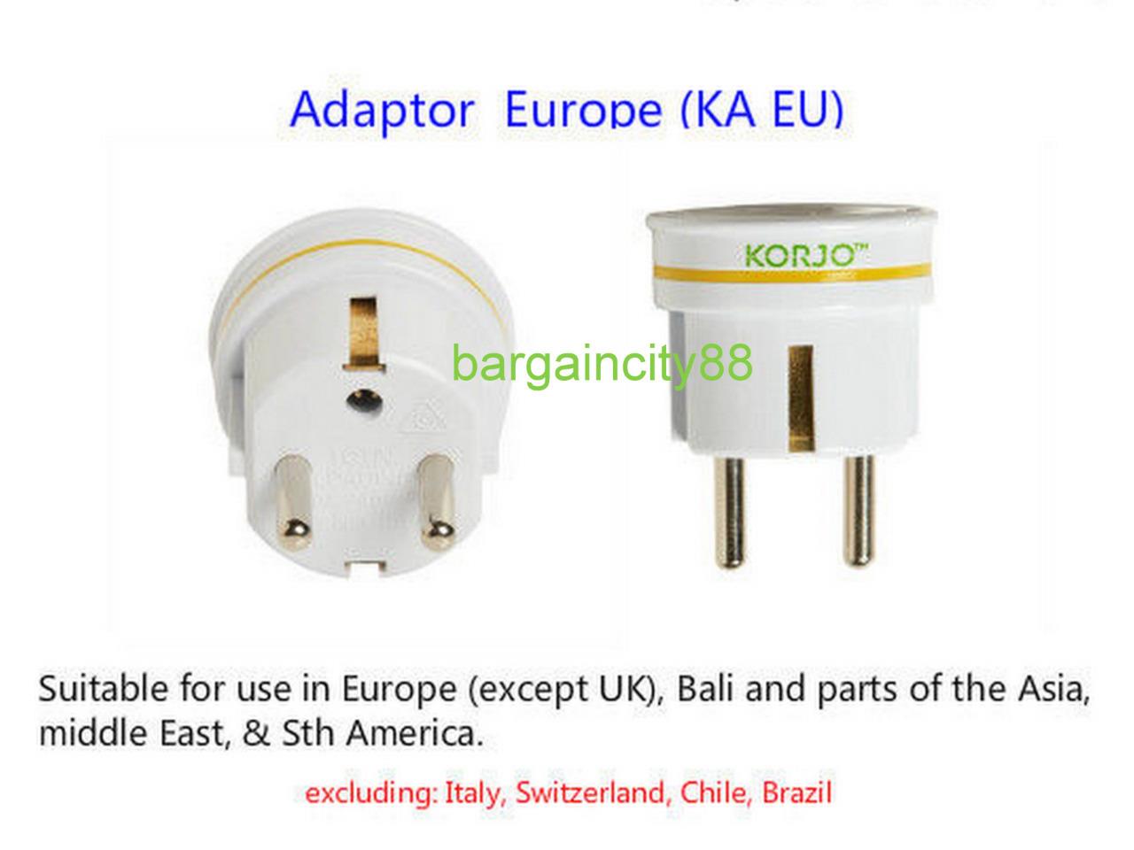 KORJO Power Plug Adapter AU&NZ to EU Bali /Thailand/Asia/Middle East