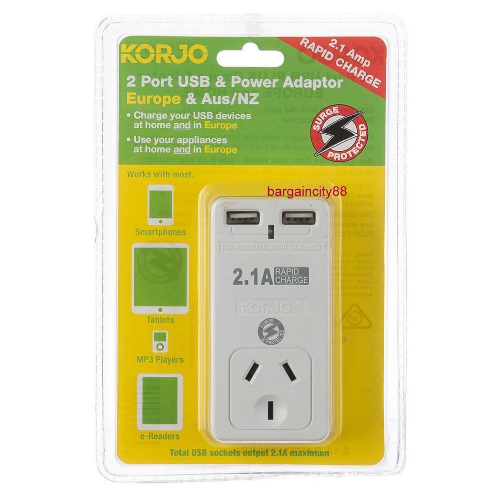 Usb Travel Adapter Plug Au Nz To Eu Bali Thai Asia Middle East Converter Socket Ebay