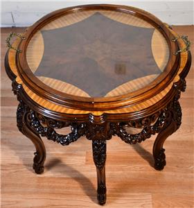 1920 Antique French Louis XV Walnut & satinwood Coffee table