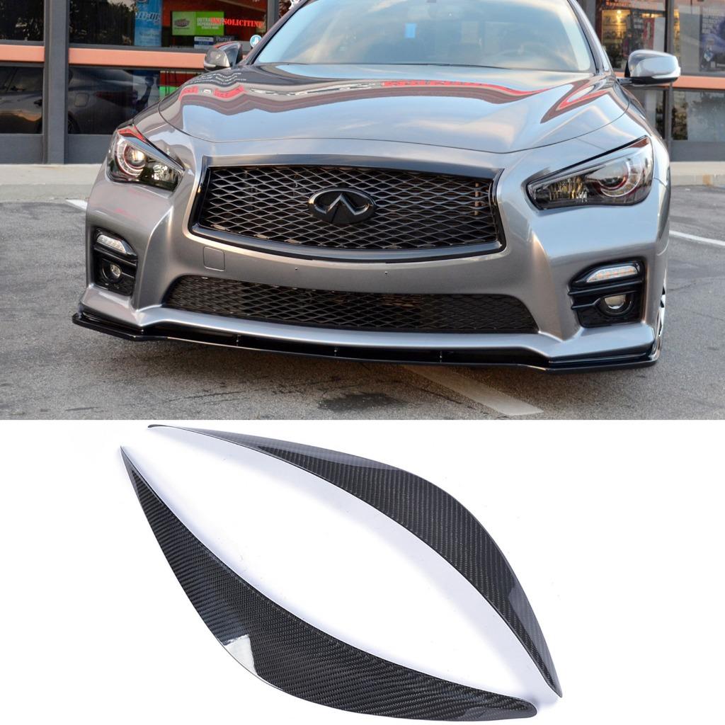 Carbon Fiber Headlight Eyebrow Covers Trim Sticker For Infiniti Q50