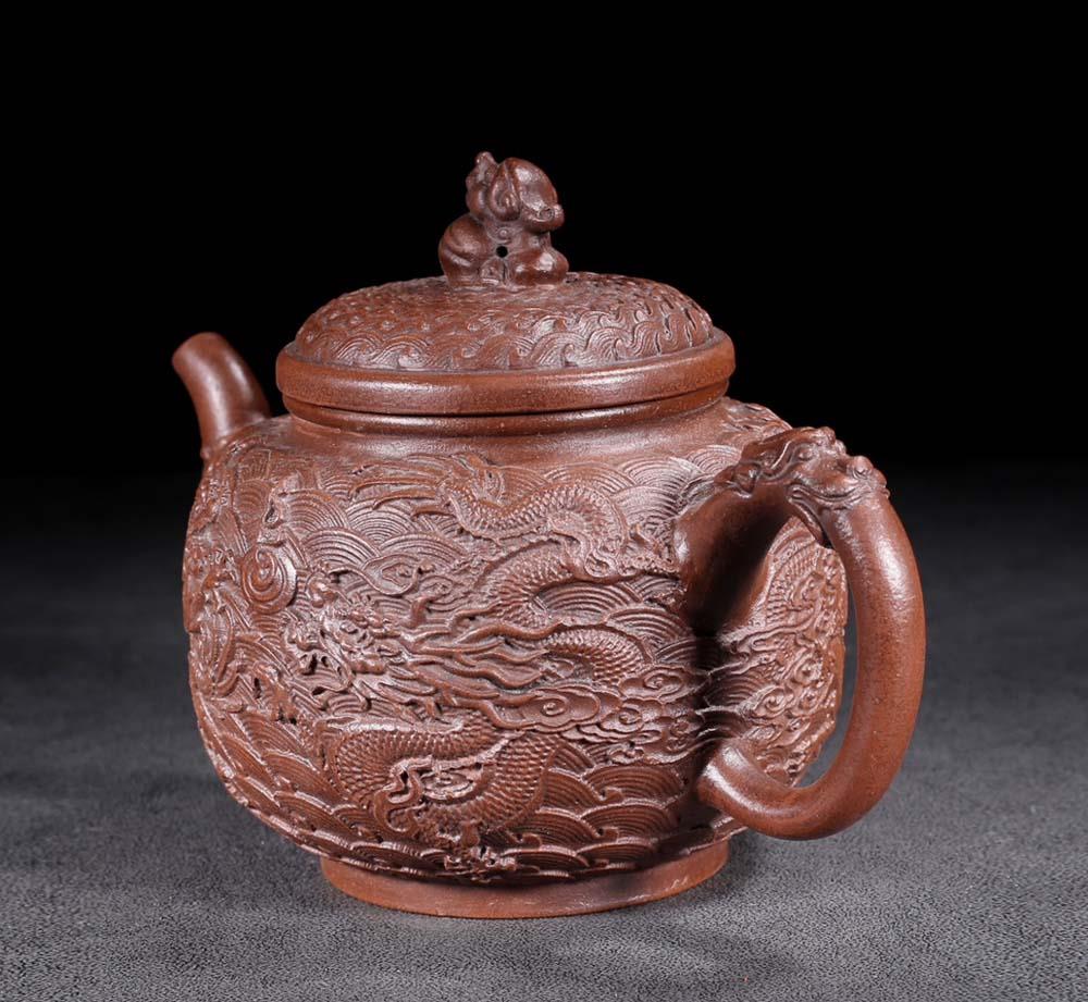 ①Dzi チョンジー　特殊紋様　古代天珠　チョンジー Yang Pengnian Signed Old Chinese Handmade Yixing Zisha Teapot w