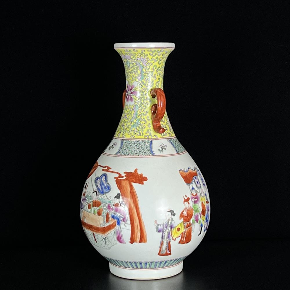 44CM Kangxi Old Chinese Famille Rose Vase W/figure N547 | eBay