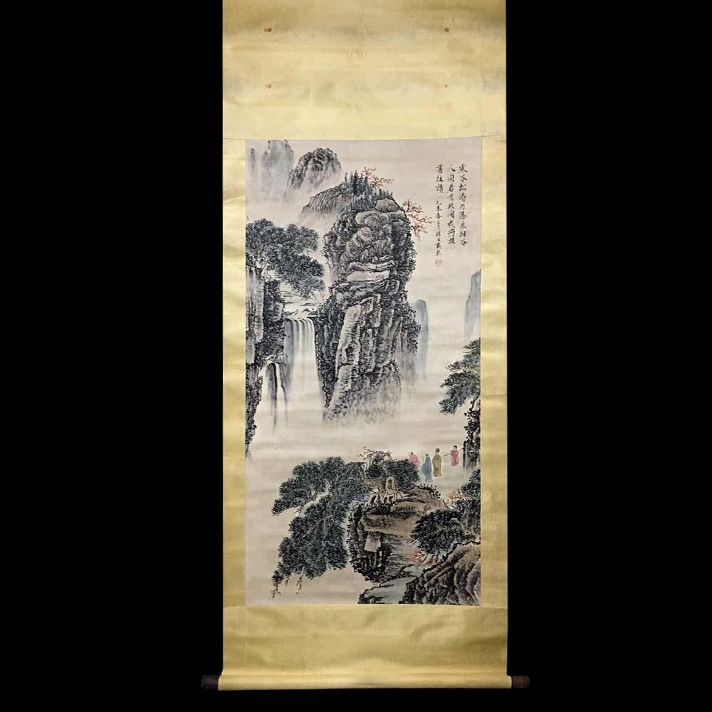 书法04 Chou Ying Signed Chinese Hand Painted Calligraphy Scroll w