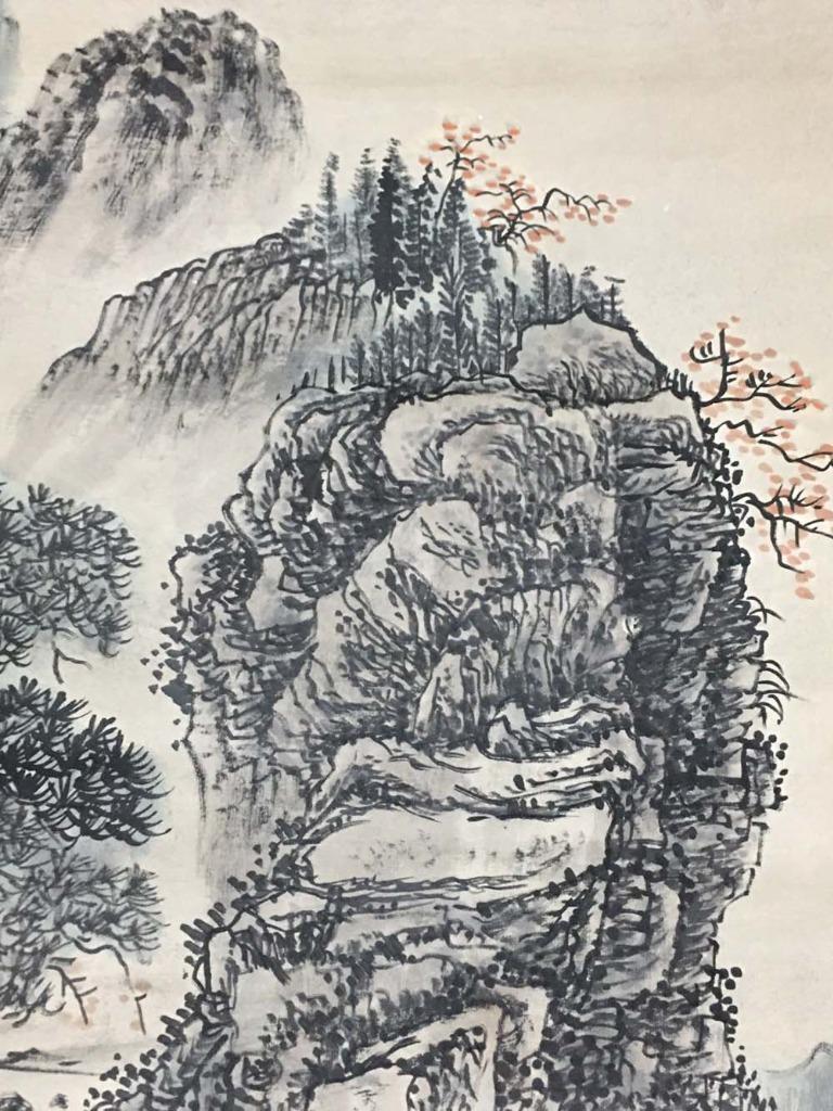 书法04 Chou Ying Signed Chinese Hand Painted Calligraphy Scroll w