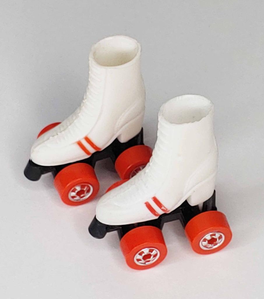 Vintage Mattel BARBIE ROLLER SKATES White RED WHEELS Easy Moving Wheels