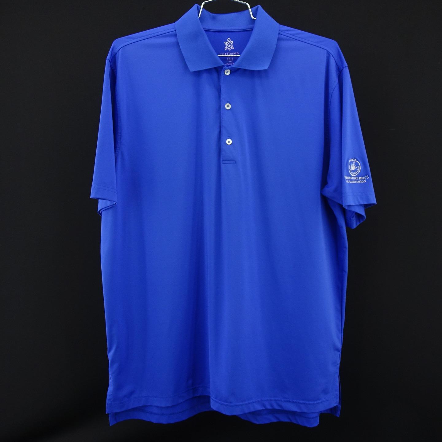 Mens Turtleson Tour Performance Blue Short Sleeve Polo Golf Shirt Size ...