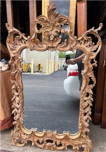 Large Carved Wood Rococo Italian Mirror by LaBarge Hollywood