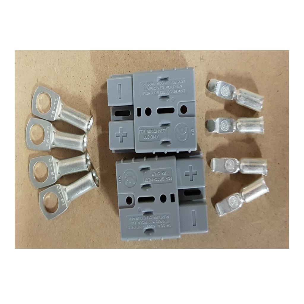 50 Amp Anderson Plugs x 2, 16mm2/10mm Battery Lug x 4 Connection Pack