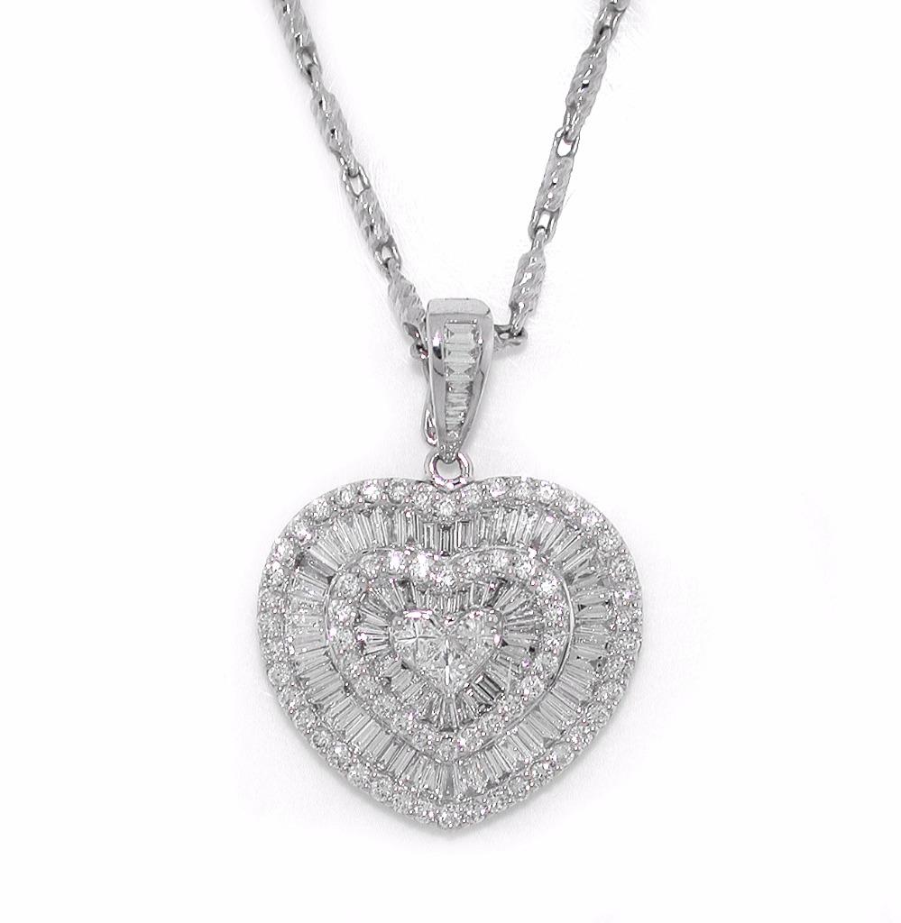 Lovely Ct Diamond Encrusted Heart Pendant Necklace K White Gold