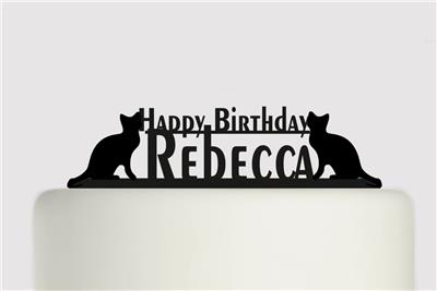 Cat Happy Birthday Personalised Acrylic Topper Birthday Cake