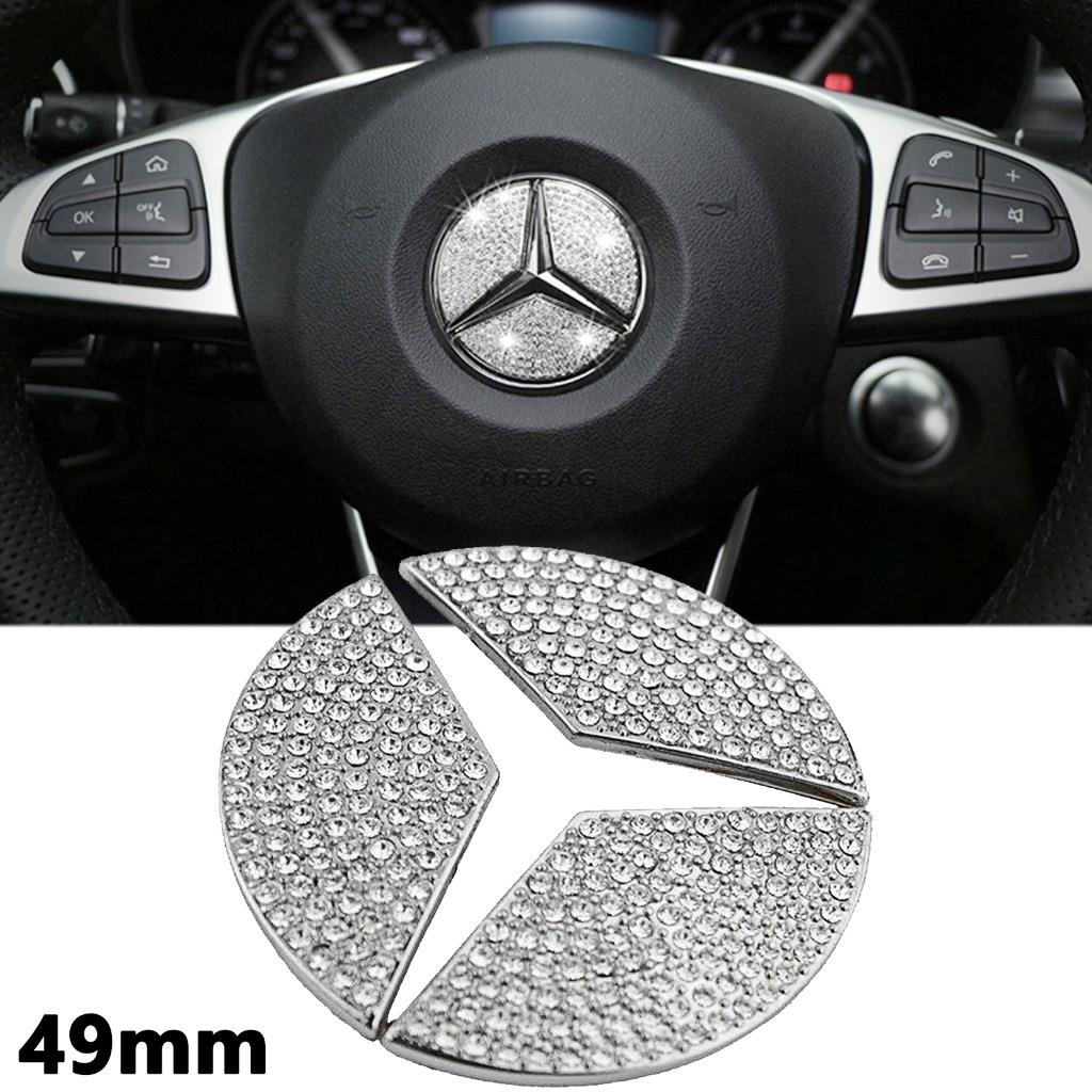 Fit Mercedes Benz 49mm Steering Wheel Center Logo Rhinestone Bling