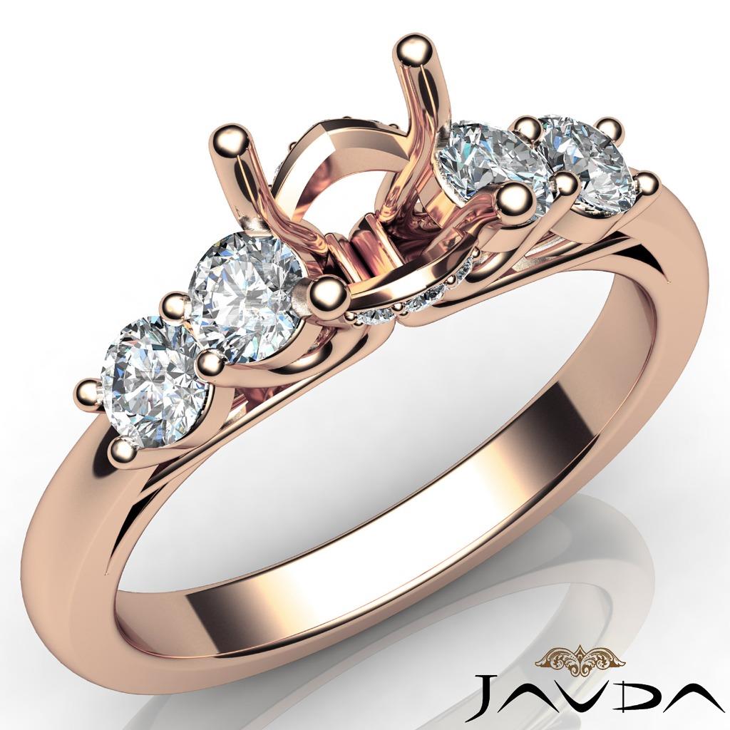 Round Semi Mount 5 Stone Prong Setting Diamond Engagement Ring 14K Gold 0.50Ctw - Picture 3 of 5