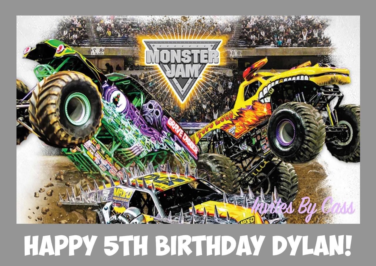 Monster Jam Monster Truck A4 Edible Image Cake Topper Birthday