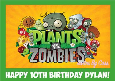 Plants Vs Zombies A4 Edible Image Cake Topper Birthday Party Kids Adults Ebay