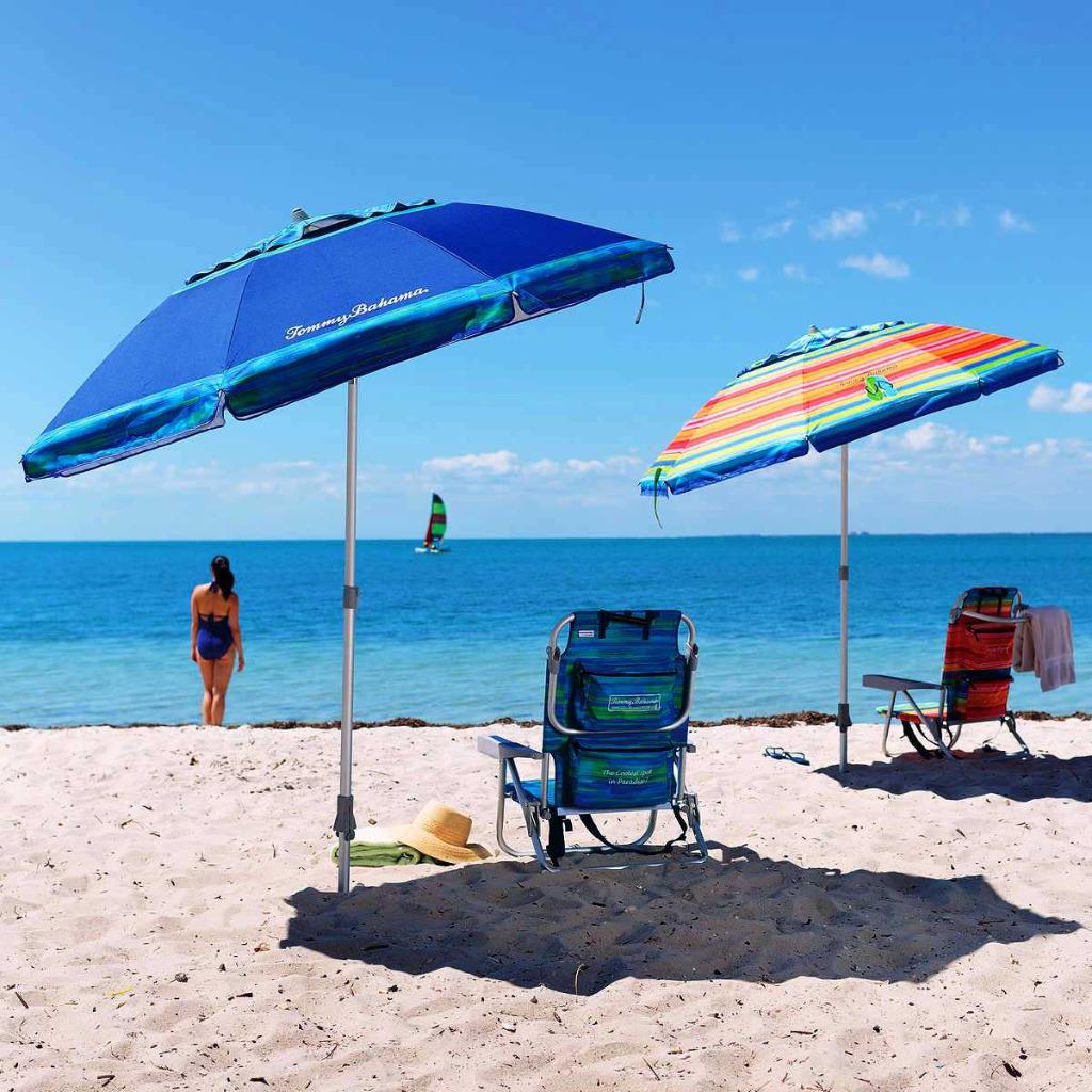 Tommy Bahama 7 Ft Sand Anchor Beach Umbrella Or Backpack