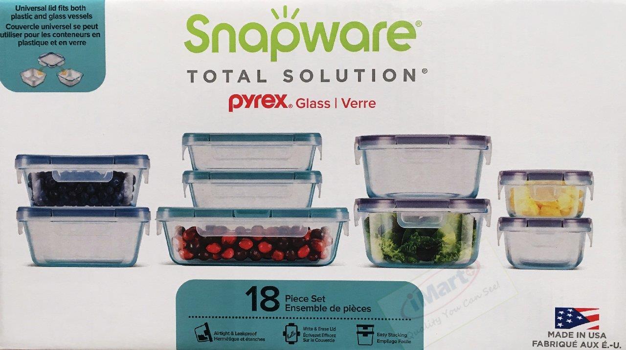 18 PC SNAPWARE PYREX Glassware Glasslock Storage Food Keeper Containers Lids Set eBay