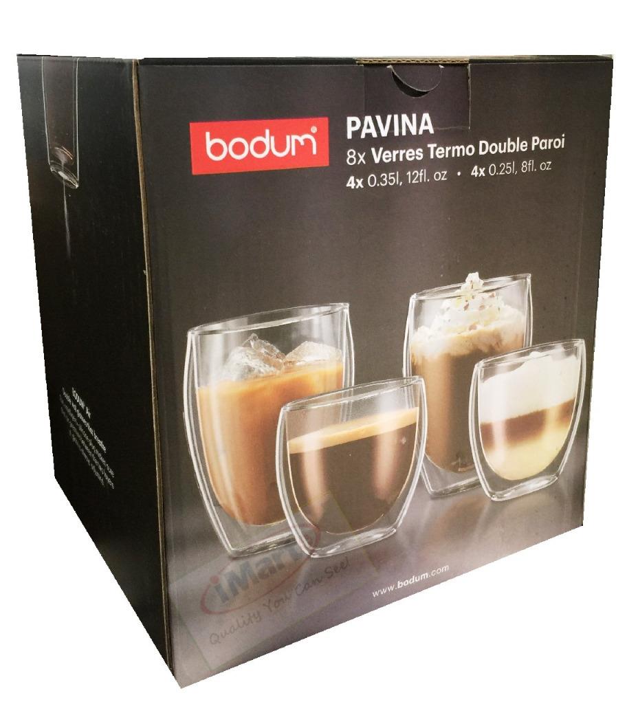 Set of 8 BODUM Pavina Double Wall Thermo Glasses Set 4 x 350ml + 4 x